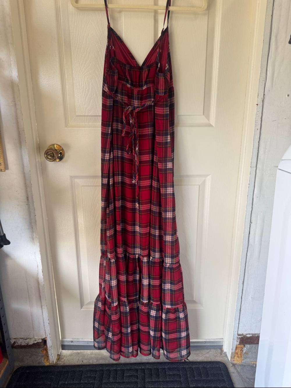 Forever 21 Red Plaid Maxi Dress with Adjustable Spaghetti Straps - Picture 2 of 3